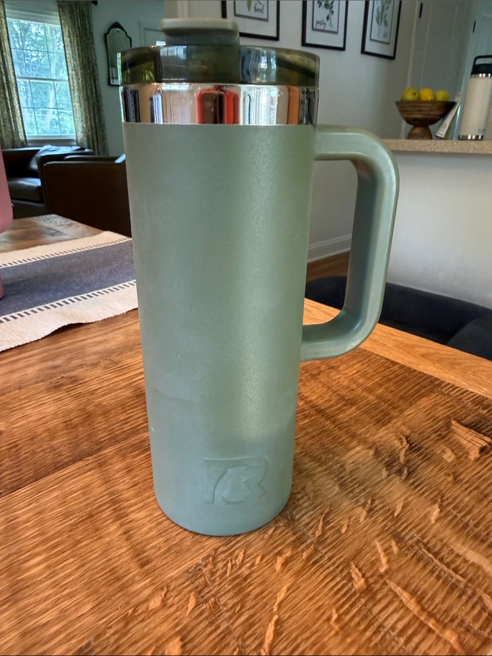 Insulated RTIC Sage Green 20 Ounce Travel Mug with Handle - Logo